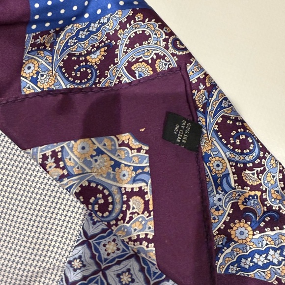 Purple and Blue Patterned Silk Scarf - Picture 3 of 5